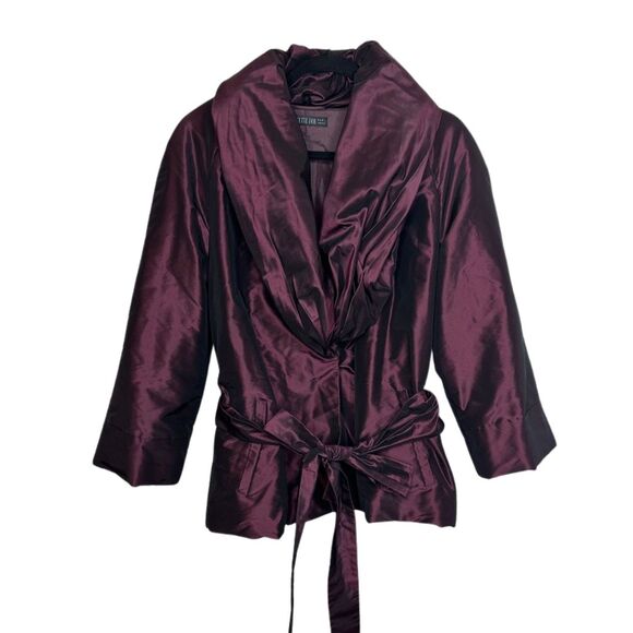 Lafayette 148 New York Purple Silk Wrap Jacket Tie Waist Kimono Petite/S Luxury - Picture 1 of 8